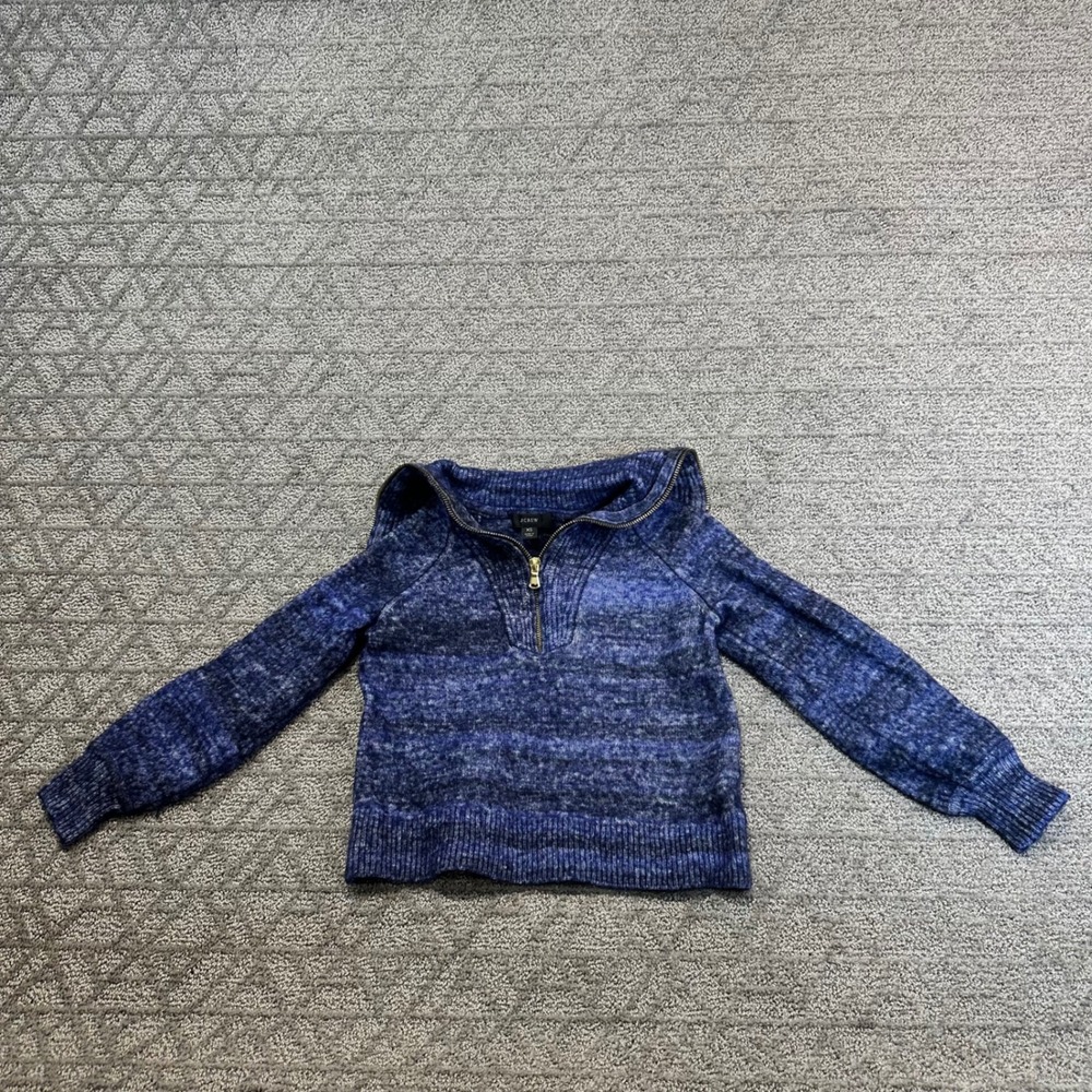 J.Crew Kids Pullover Sweater Blue‎ XS Half-Zip Collar Merino Wool Blend